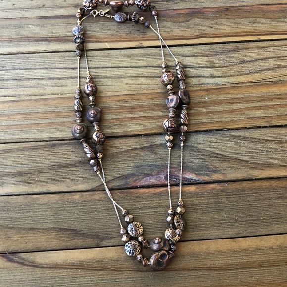 Dabby Reid Jewelry - DABBY Reid Neutral Chunky Beaded Double Strand Station Illusion Necklace! EUC
